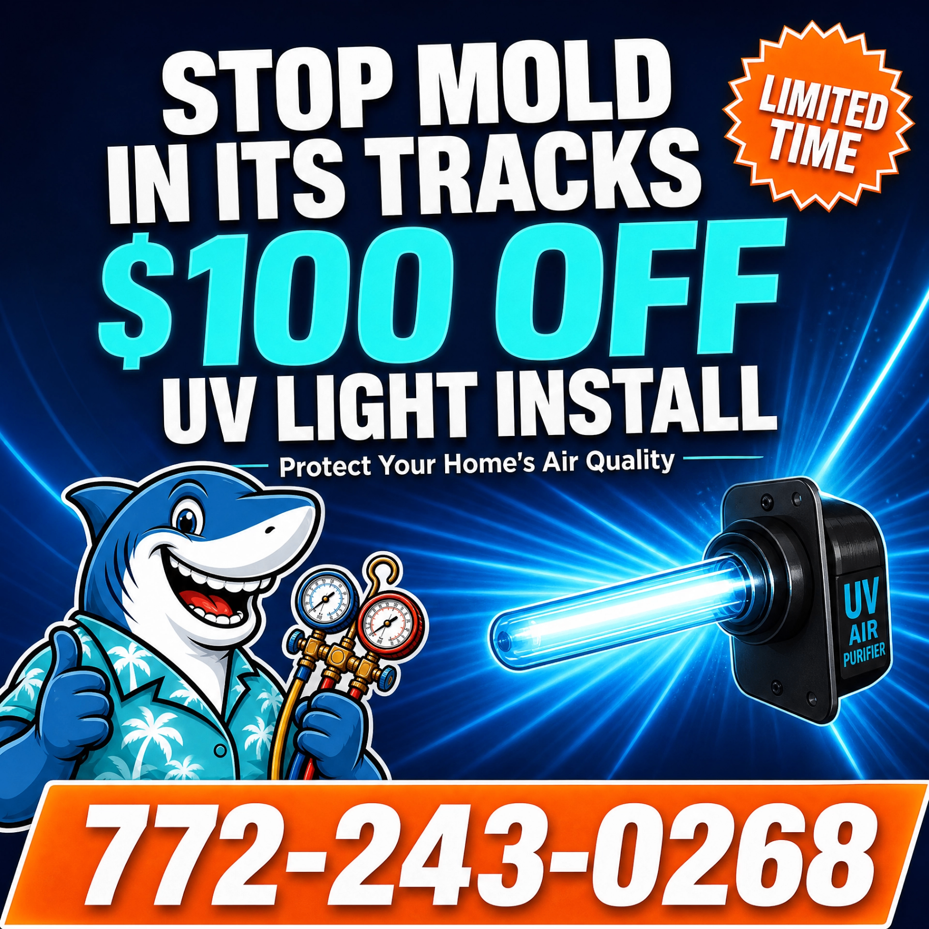 $100 OFF UV Light Install - Stop mold in its tracks. Limited time offer from Shore Thing Heating & Cooling.